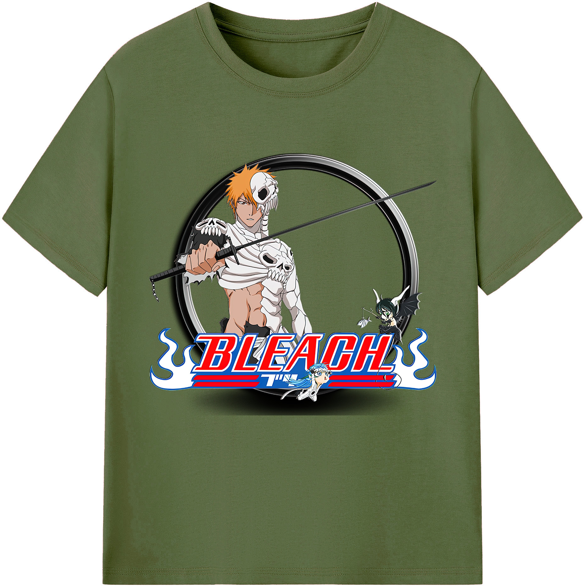 （画像用） ブリーチ 黒崎一護（くろさき いちご）BLEACH Kurosaki Ichigo 綿100％半袖Tシャツ（フロントプリント）
